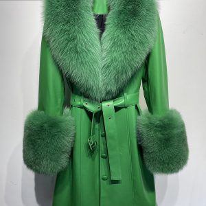 Slim-fit Leather Sheepskin Fox Fur Coat