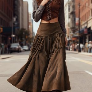 Elegant High-neck Figure-hugging Long-sleeve Knit Skirt