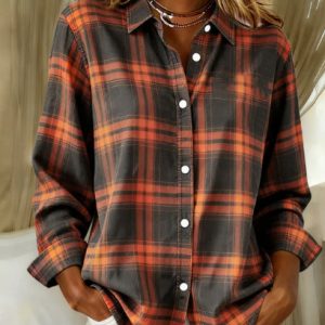 Womens Floral-Print Casual Loose-Fit Long-Sleeve Shirt