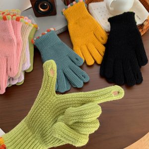 Winter Fingerless Knitted Gloves Touchscreen Warm Windproof