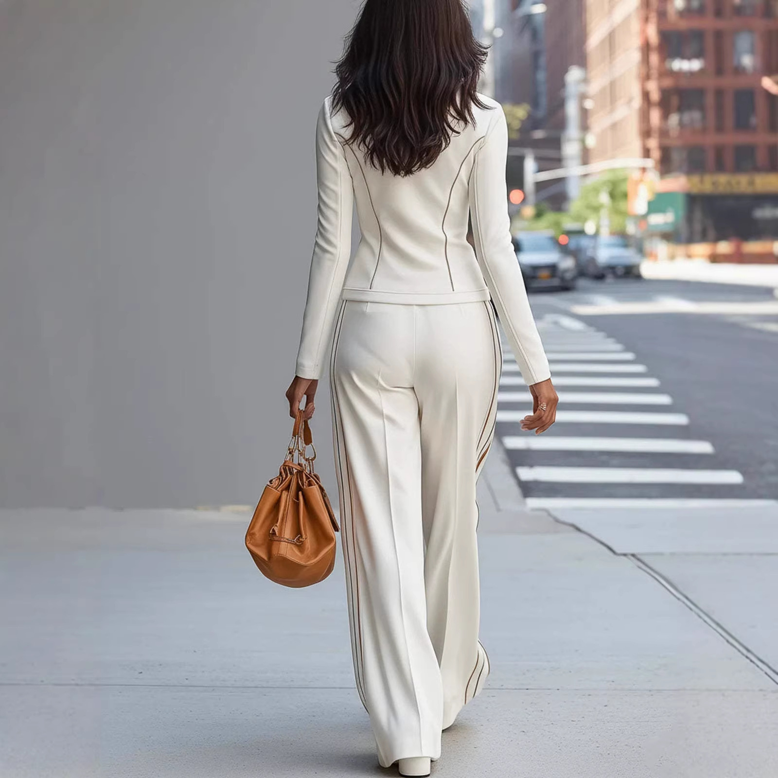 Solid-color Rayon Slim-fit Casual Athletic Long-sleeve Womens Set - Image 3