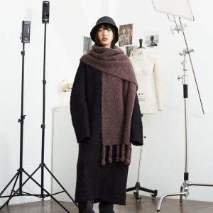 Heavy-duty Alpaca Wool Handcrafted Tassel Scarf, Long Style