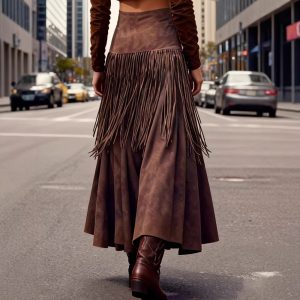 Elegant High-neck Figure-hugging Long-sleeve Knit Skirt