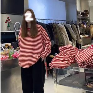 Korean-style Loose Crew-neck Long-sleeve T-shirt For Women