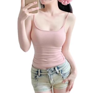 Womens Fashion Solid-Color Slim-Fit Cotton Camisole