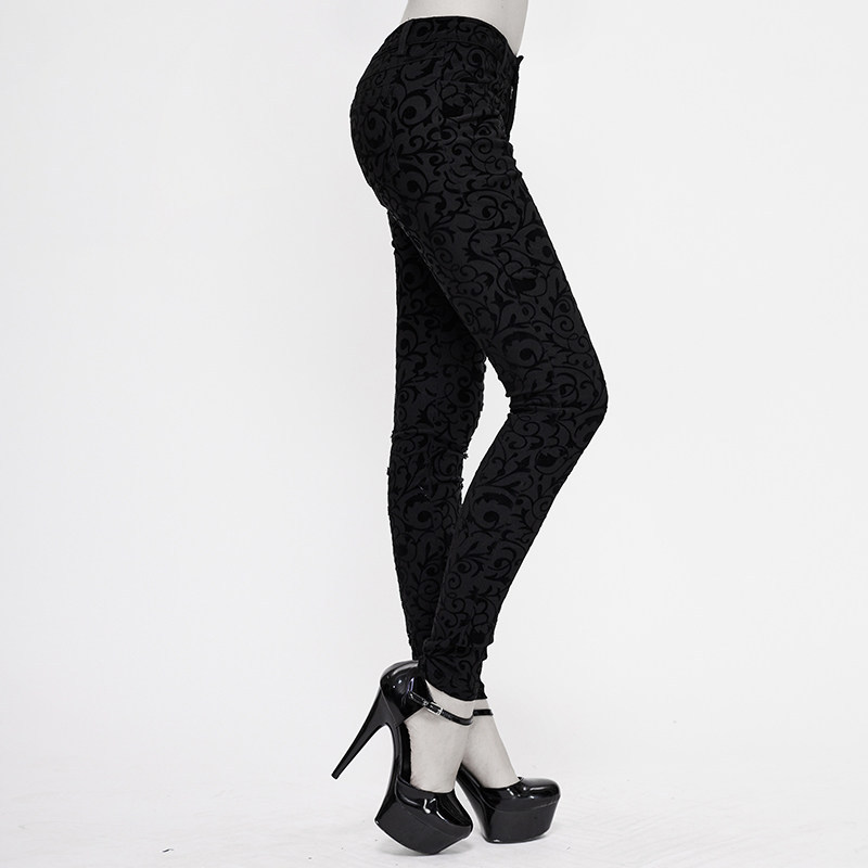 Gothic Womens Leggings With An Asymmetrical Lace-up Design - الصورة 3