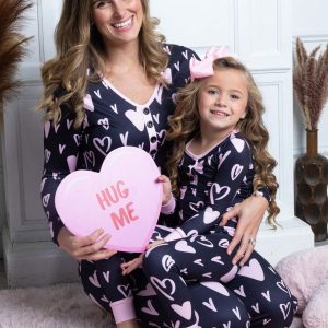 Beauty Clothing Valentine's Day Heart Printing Leisure Pajamas Pajamas Parent-child Suit