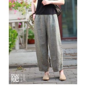 Womens Casual Loose Cotton-linen Pants