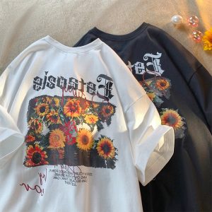 Womens Relaxed-fit Retro Casual Short-sleeve Top