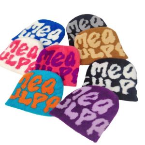 MEA Letter Jacquard Beanie Warm Knitted Hat