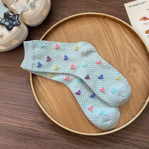 Womens Yellow Socks With Embossed Heart Design
