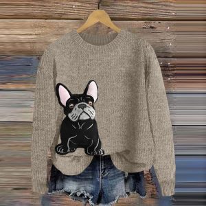 Womens 3D Digital print Top With A Crew Neck  Made With A Chunky Knit