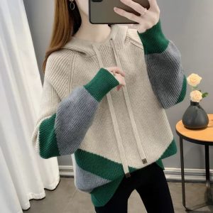Stylish  Western-style Knitted Hoodie For Women
