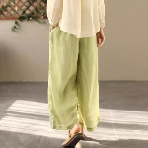 Moms Summer Cotton-linen Wide-leg Pants For Women