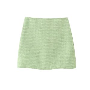 New European And American-style Chic Wool Coat With Heart-shaped Button Detailing Wool Mini Skirt