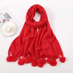 Solid Color Cashmere Like Scarf With Fleece Lining For Extra Warmth