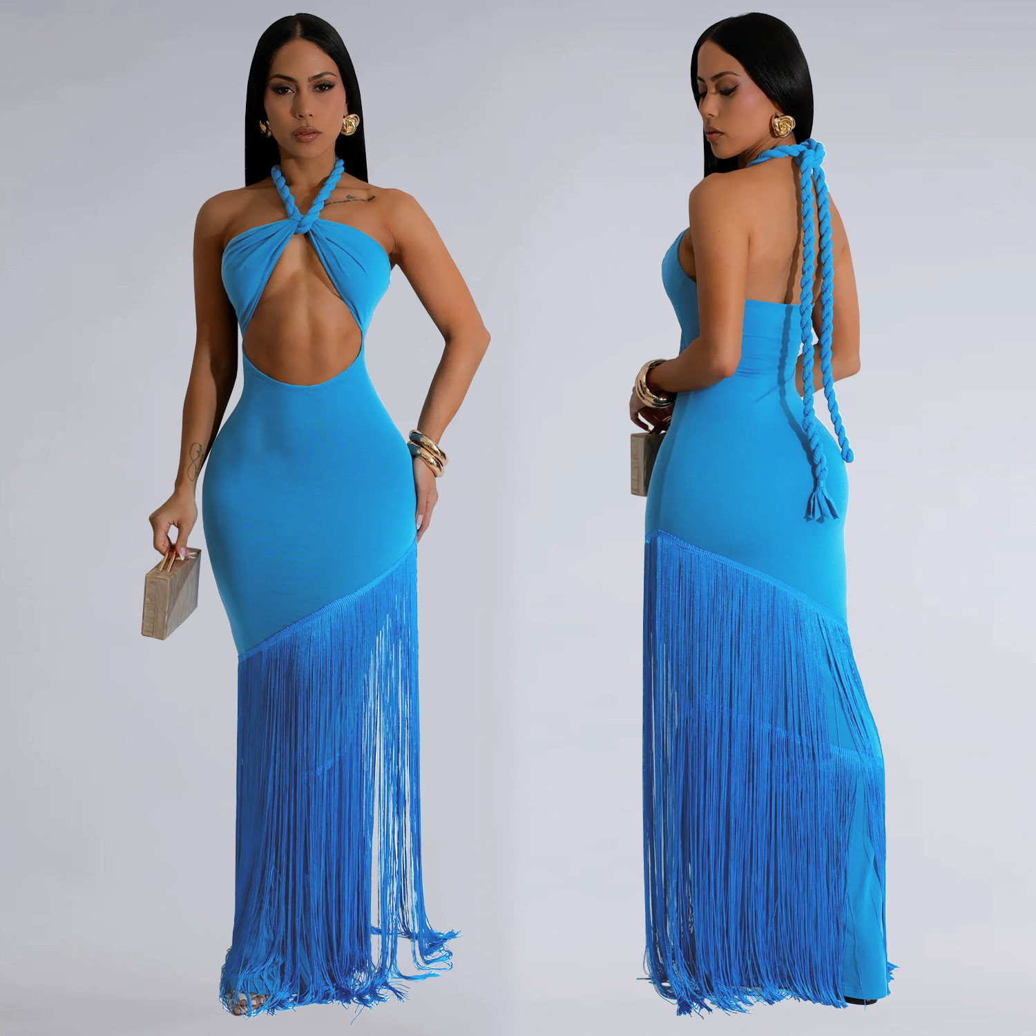 Summer Tassel Stitching Tube Top Dress - Image 4