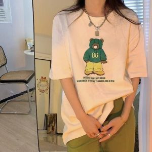 Womens Crew-neck Printed Short-sleeve Top