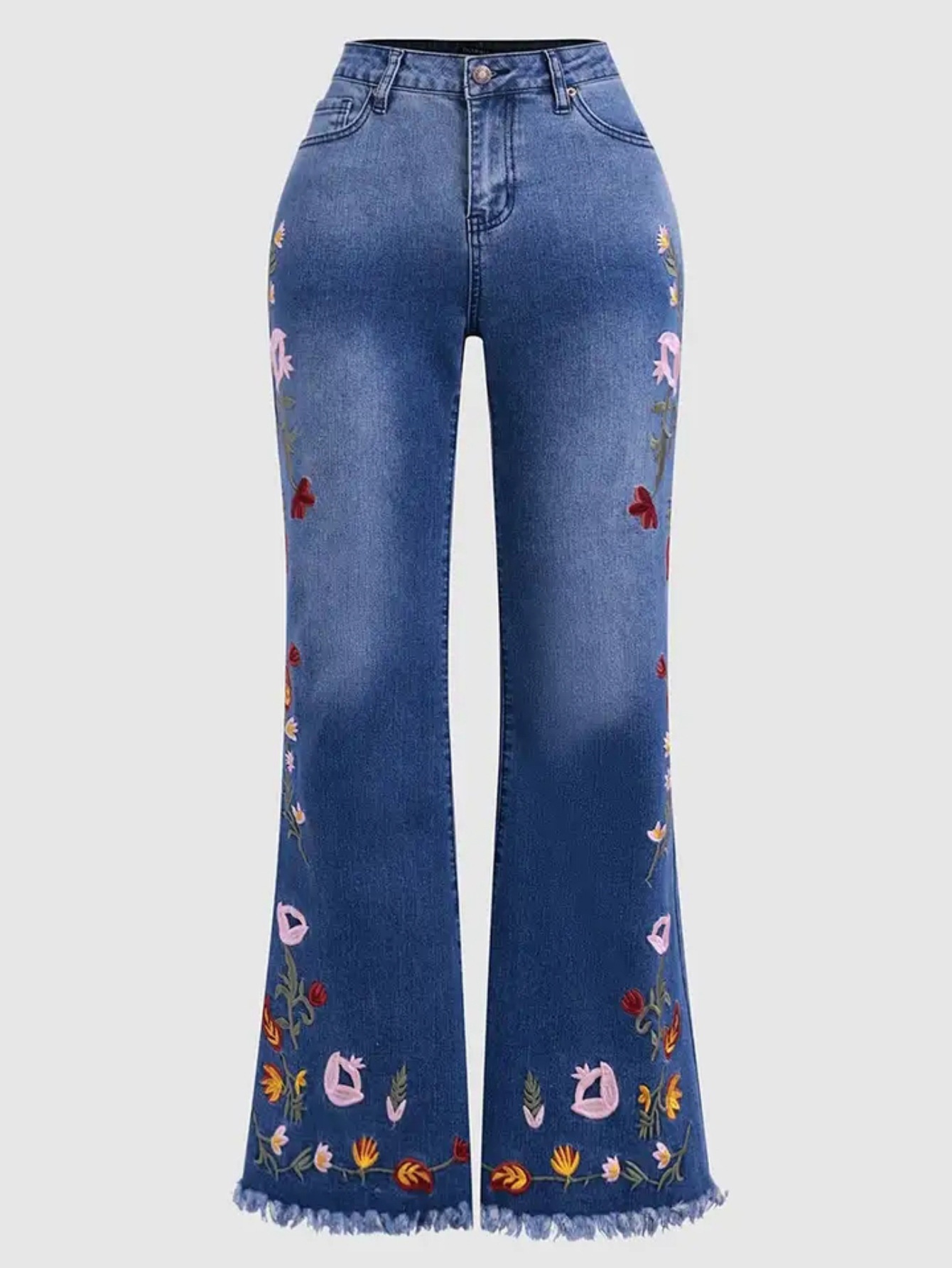 High-elasticity Embroidered Flared Jeans For Women - Image 3