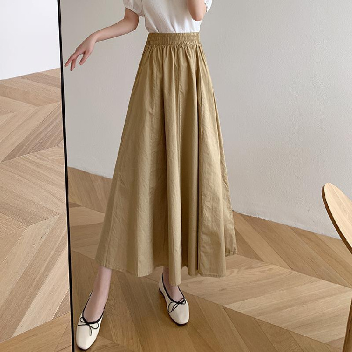 Womens Casual Solid Color Midi Skirt - Image 8