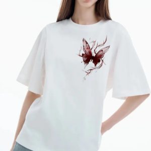 Womens Simple And Elegant Short-Sleeve Top With A Print