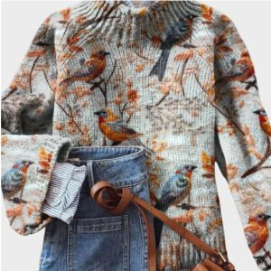 Casual Hooded Cardigan With Abstract Print