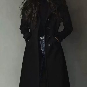 Womens Western Style Long Trench Coat For Fall And Winter