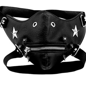 Skull Riding Leather Black Half Face Mask