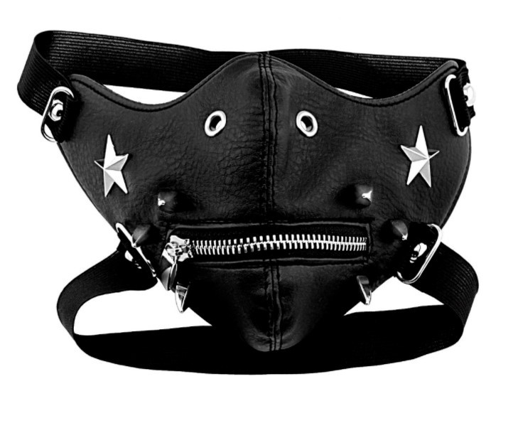 Skull Riding Leather Black Half Face Mask - Image 9