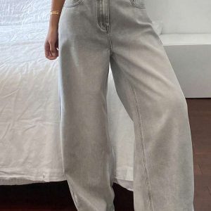 High-waisted Figure-flattering Relaxed-fit Versatile Floor-length Straight-leg Denim Jeans