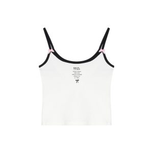 Letter-printed Cropped Camisole With A Bow A Sexy White Top