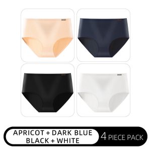 Womens High-Waisted Solid-Colored Breathable Comfortable Thong Underwear