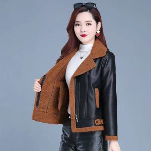 Womens Stylish Casual Padded Lambswool Coat