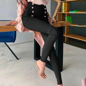 Womens Casual High-Waisted Pants With European And American Patchwork