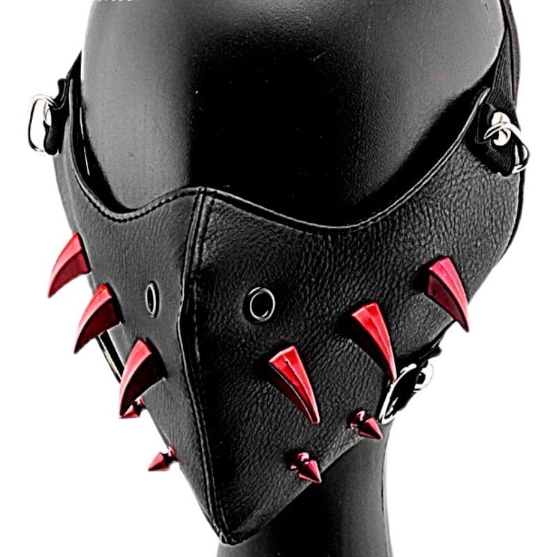 Skull Riding Leather Black Half Face Mask - Image 5