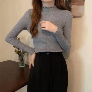 Stylish Base Layer Sweater Thickened Knit Top For Fall And Winter