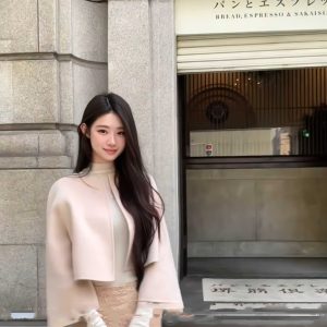 Wool Button Loose Elegant Coat Woman