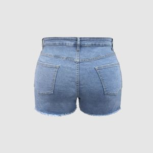 Plus-size Womens Ripped Cutout Denim Shorts