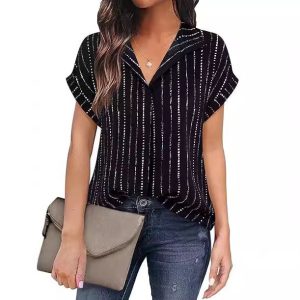 Womens Autumn Short-Sleeve Shirt Top