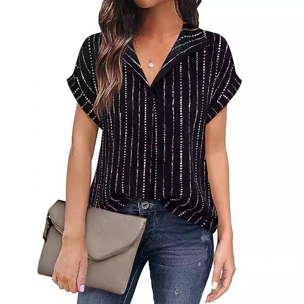 Womens Autumn Short-Sleeve Shirt Top