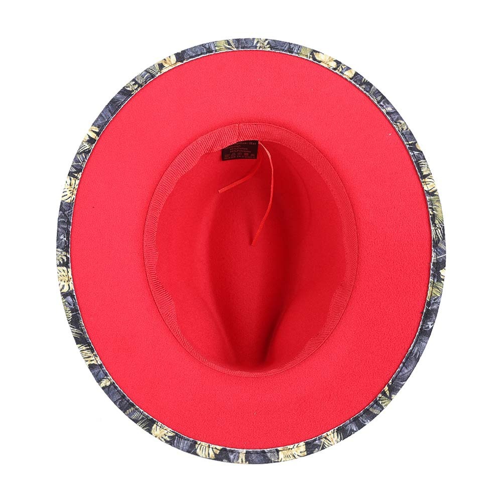 Stylish Leaf-Print Sun-Protective Wide-Brim Gentlemans Hat - Image 4