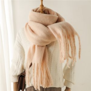 Versatile Winter Thermal Scarf With Extended Tassels