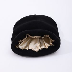 Womens Hair-protecting Warming Knitted Satin Beanie