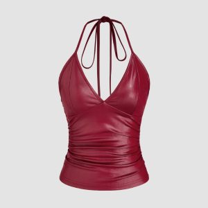 Womens Leather Camisole Top Versatile And Easy To Style
