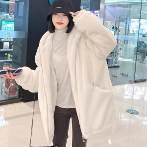 Versatile Stylish Doublesided Plush Womens Padded Coat