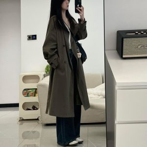 Korean Style Mid-length Trench Coat