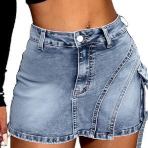 European And American-style Spicy Girl Elastic Denim Skort