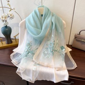 Fashionable Embroidered Long Jacquard Wrap Scarf