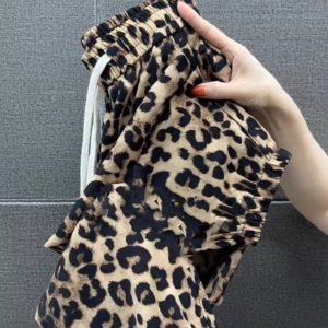 New Summer Leopard-Print Ice Silk Shake Pants