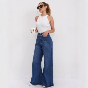 High-waisted Floor-length Flared Pants